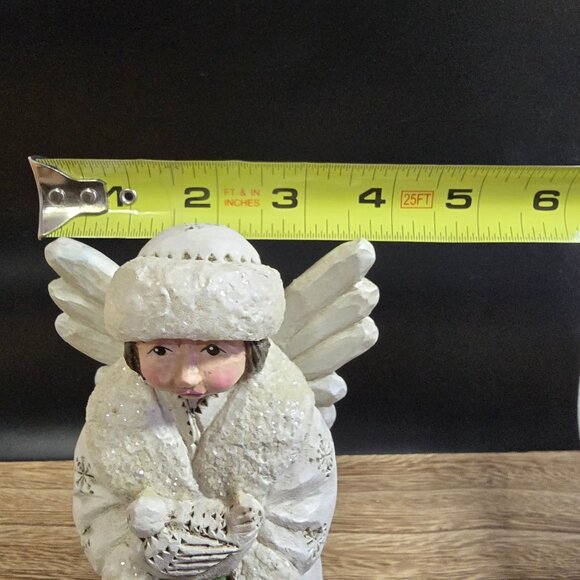 Pam Schifferl Winter White Angel With Dove & Glitter Details 7" by Midwest - Picture 16 of 16